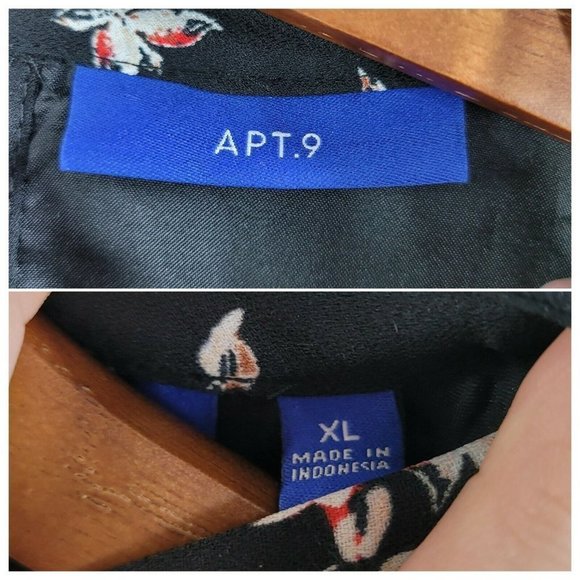 Apt 9 Size XL Layered Chiffon Mesh Party floral Knee Length Black red Ruffle - Picture 4 of 4